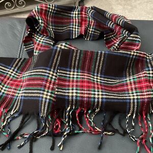 Talbots Plaid Fringe Scarf 13”68” NEW